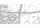 A 1938 25 inch to the mile Ordnance Survey Map showing both the LNWR and MR stations and goods yards