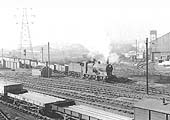  Ex-LMS 4F 0-6-0 No 44260 exits Washwood Heath Sidings on a Derby bound freight on 2nd March 1963