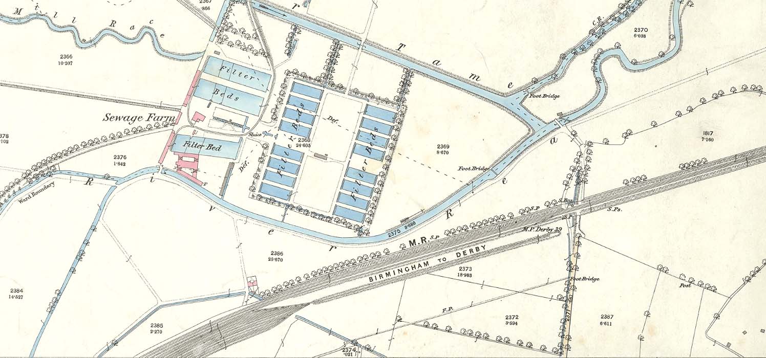 An 1886 Ordnance Survey Map of the Eastern approaches to Washwood Heath Sidings the MR line to Derby