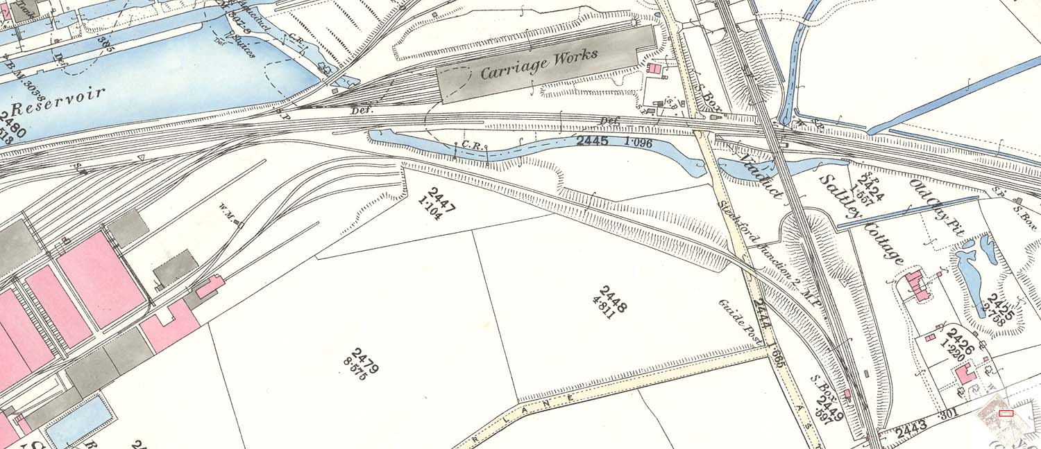 An 1886 Ordnance Survey Map showing the western approach to Washwood Heath Sidings and the connection to LNWR Stechford line