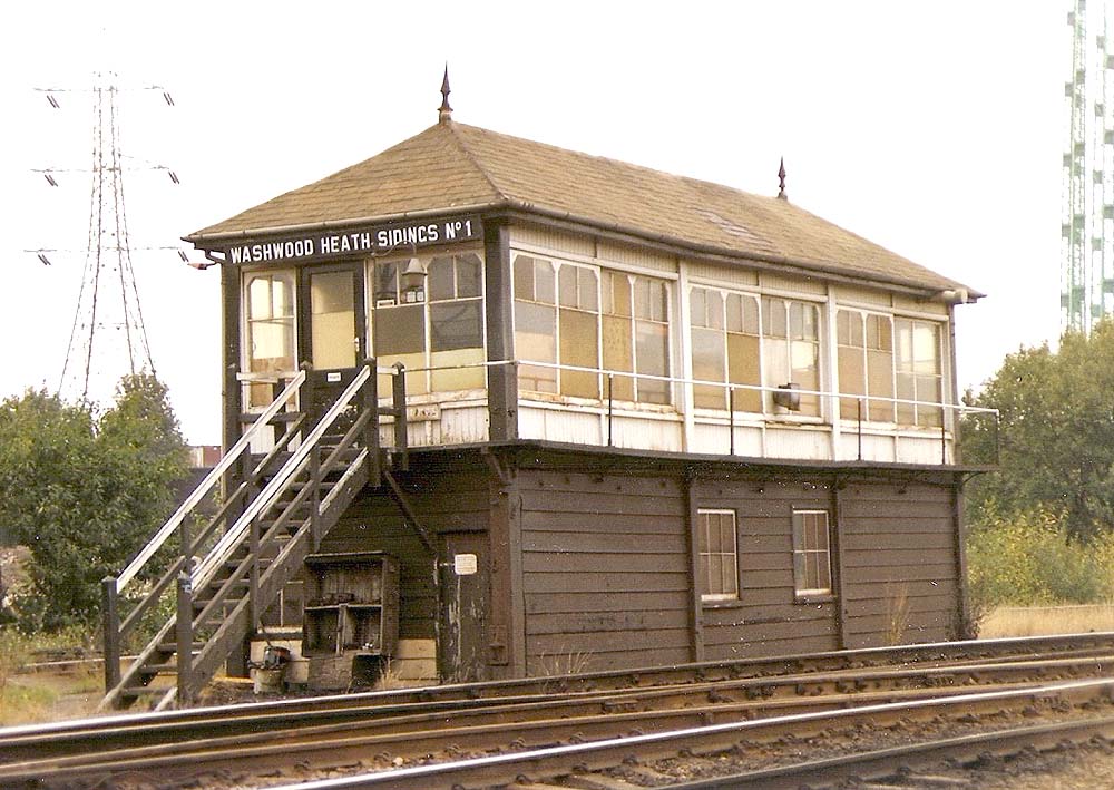 Washwood Heath Sidings No 1 Shunting Frame with the main lines to Derby in front of the box circa 1993