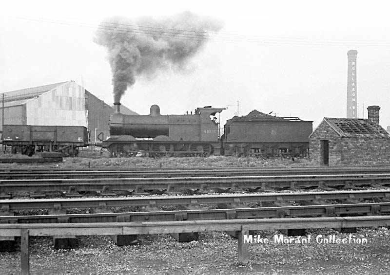 Ex-MR 3F 0-6-0 No 43374 is seen running tender first at Washwood Heath Sidings circa 1960