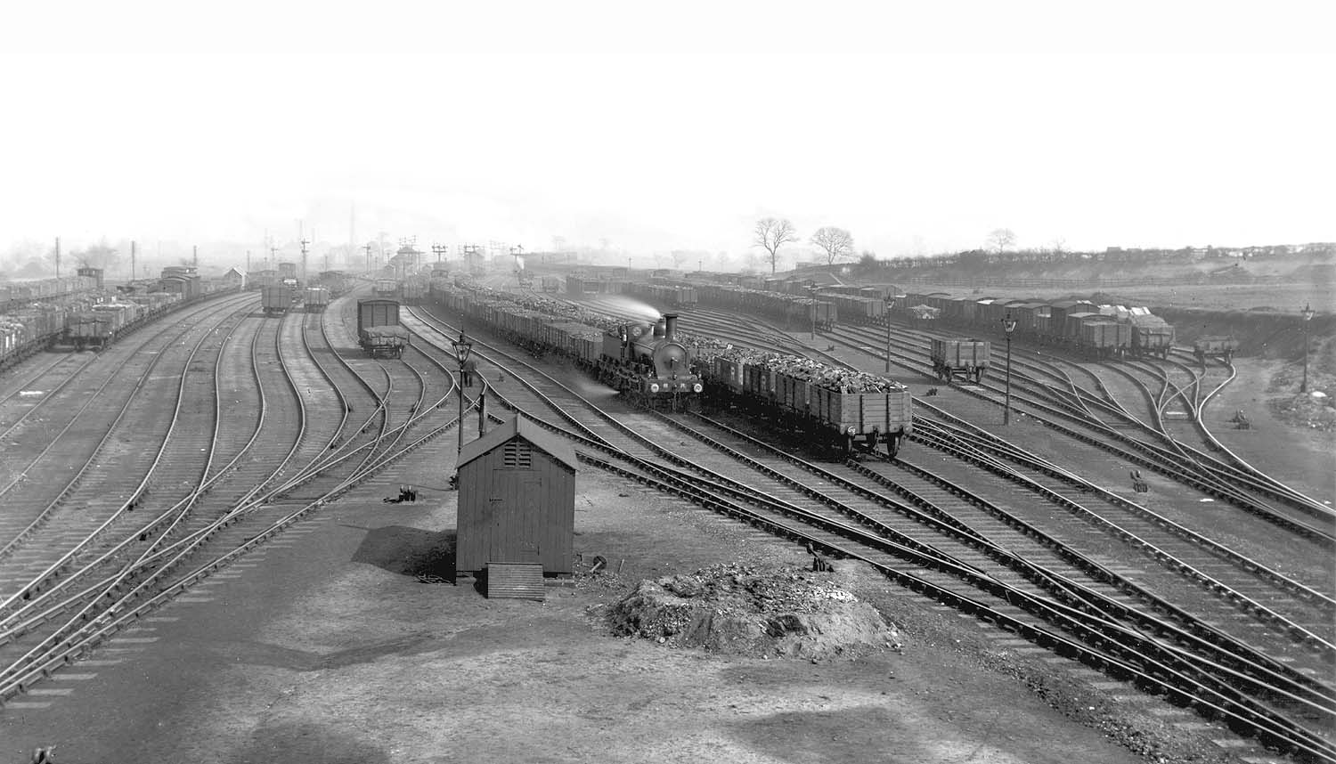 Looking towards Derby showing the down sidings with the Birmingham to derby line to the extreme left of the photograph