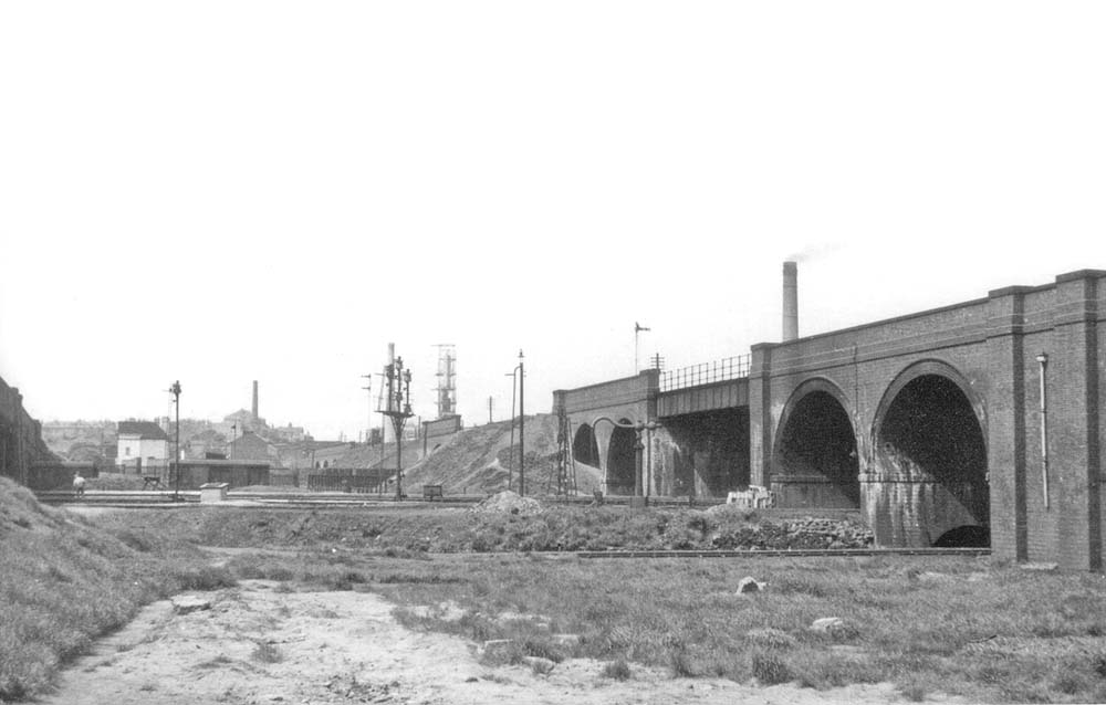 Looking towards Aston with Aston Church Road on the left and the former LNWR bridge carrying the Aston to Stechford line on the right