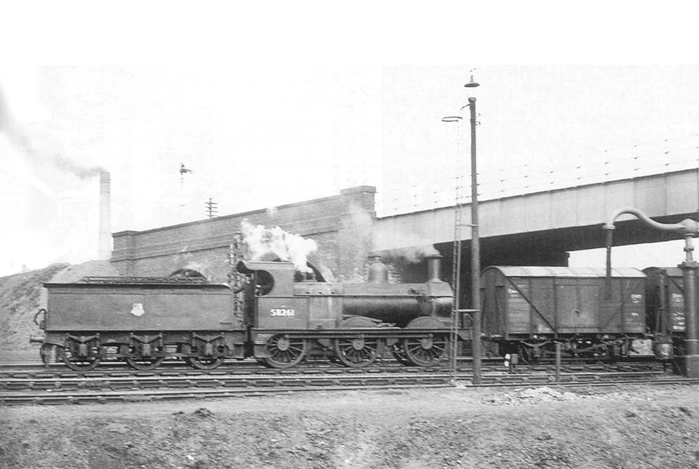 Ex-Midland Railway 0-6-0 2F No 58261 is seen shunting at the West end of Washwood Heath's down sidings
