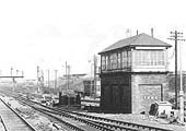 View of the 1918 built Washwood Heath Junction Signal Box and behind, the shunting neck used to shunt wagons into the Back Fan