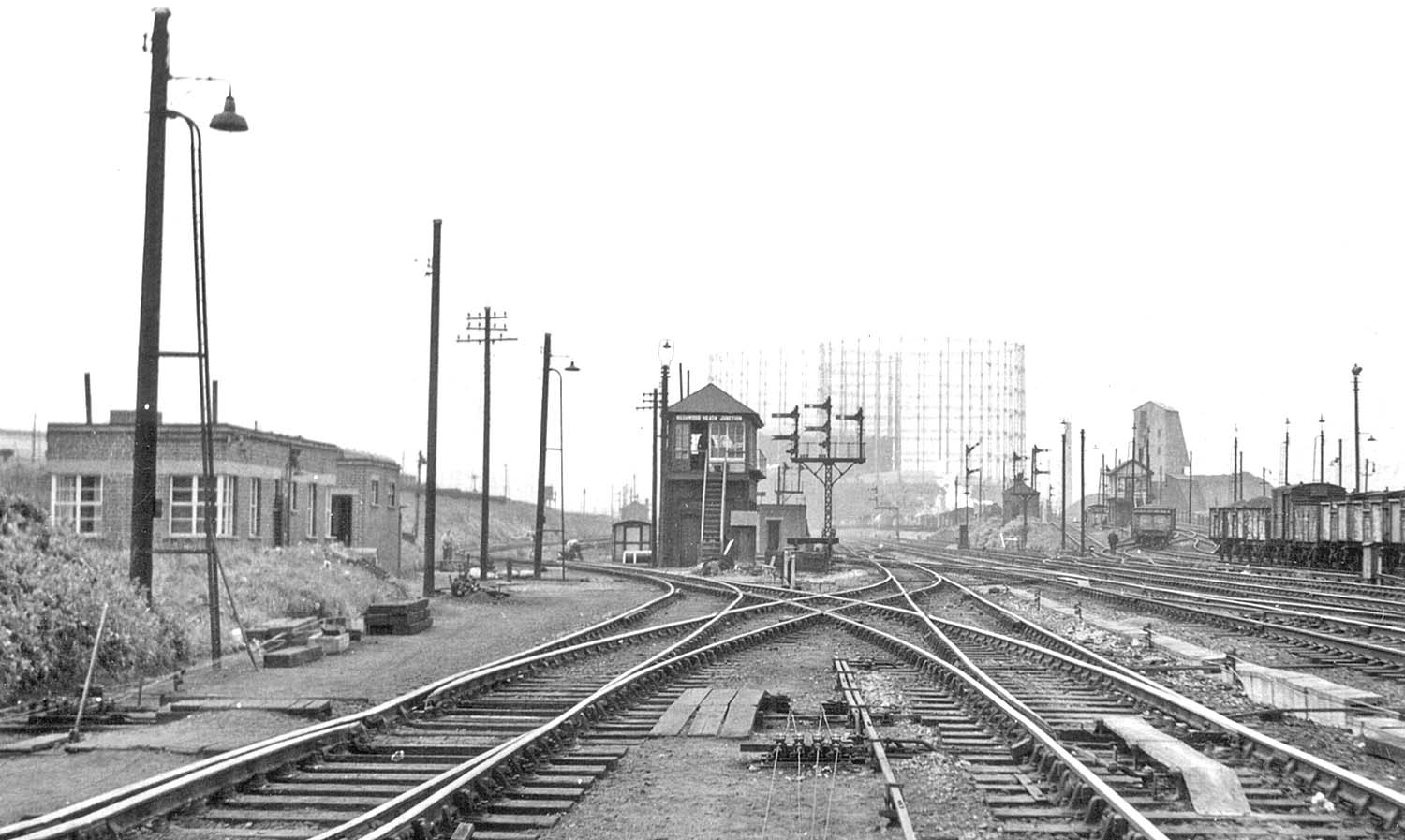 Looking West towards Saltley station and Washwood Heath Junction Signal Box with on the left the Old Coal Bank sidings