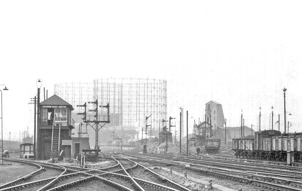 Close up of Washwood Heath Junction Signal Box with on the right Washwood Heath Sidings No 5 Signal Box controlling the up sidings Reception lines