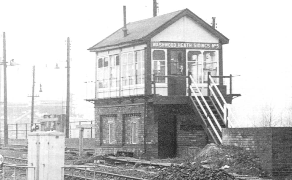 Another view of Washwood Heath Sidings No 5 Signal Box with the 'Running Road to Dug Out' sidings immediately behind the signal box