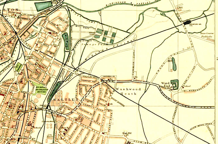 A 1909 map showing the Old Saltley works of Joseph Wright and Sons