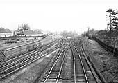 Looking towards Water Orton junction with the line to Derby on the left and the line to Leicester on the right in 1958