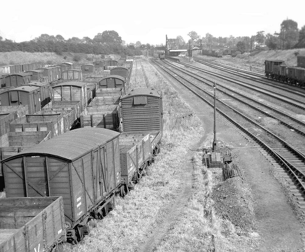 Looking towards Nuneaton with Water Orton station in the distance and the sidings on the left