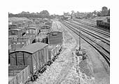 Looking towards Nuneaton with Water Orton station in the distance and the sidings on the left
