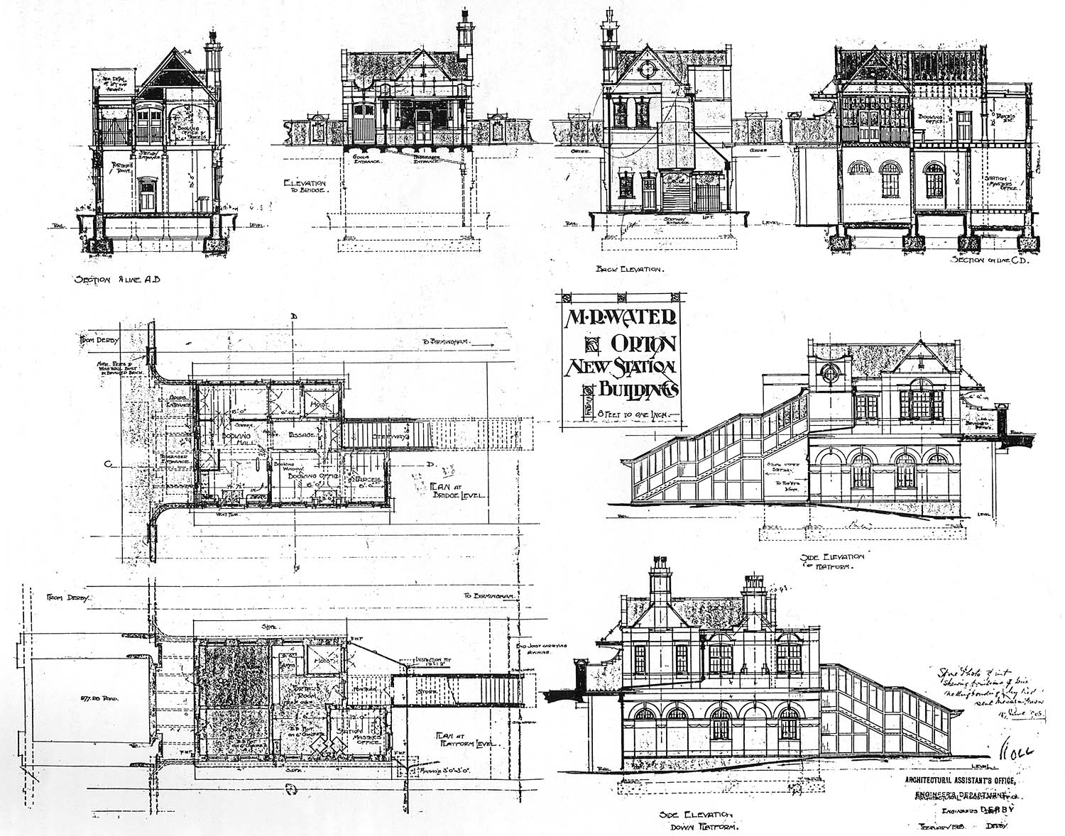 A Midland Railway Engineer's drawing prepared at their Derby drawing office in February 1908