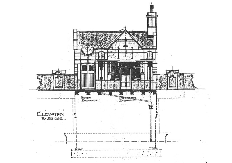 Sectional drawing showing the goods entrance and passenger entrance to Water Orton Station