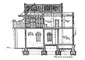 Sectional drawing showing the Booking Office, Parcels room, Station Mater's Office and other accommodation