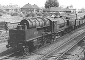 Ex-LMS Beyer-Garratt 2-6-0+0-6-2 No 47996 leaves the Derby line with a Birmingham bound freight in July 1955