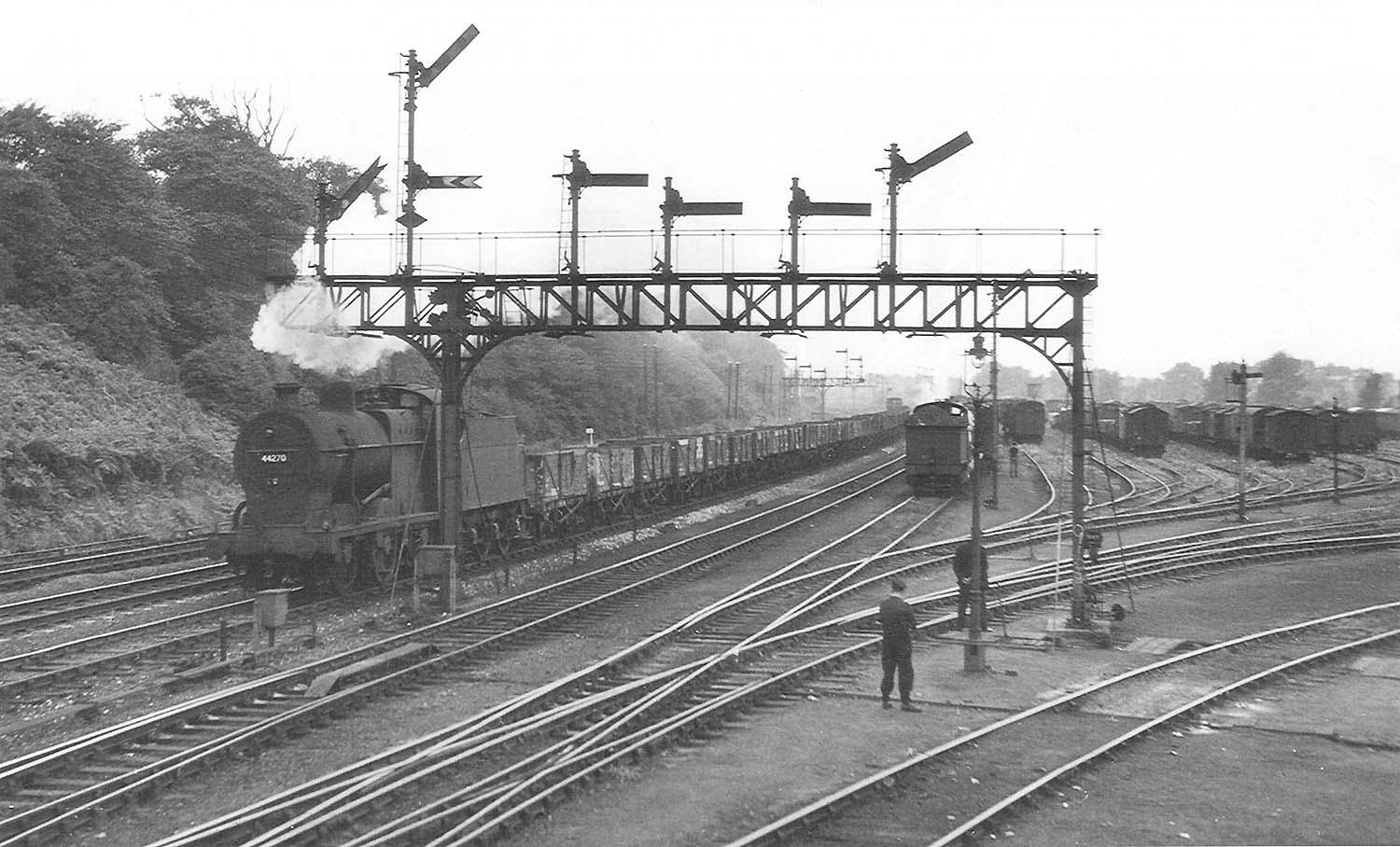 Water Orton Station ExLMS 060 4F No 44270 is adjacent to Water