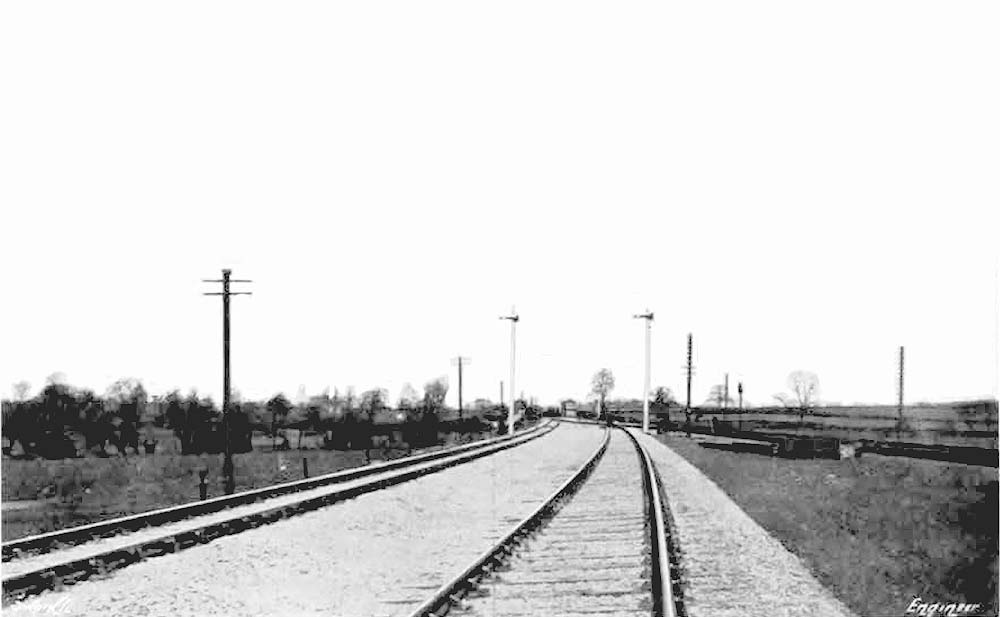 Looking north along the new line towards Kingsbury Junction with the line to Whitacre on the right.