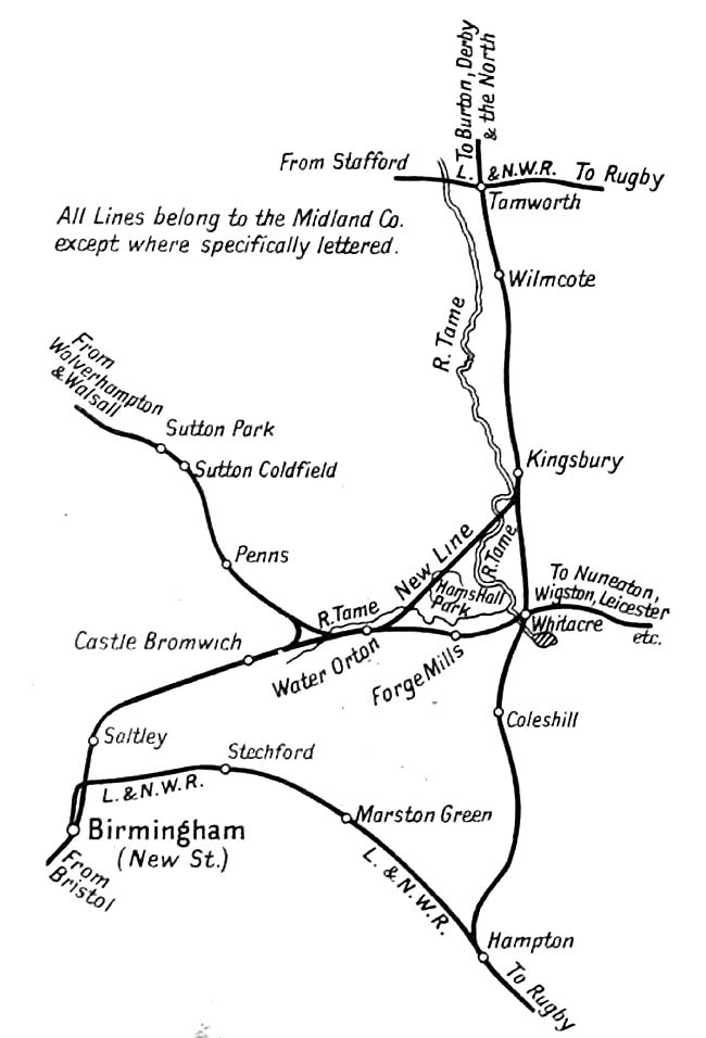 A plan of the Midland Railway's and the London North Western Railway's lines in the district in 1907
