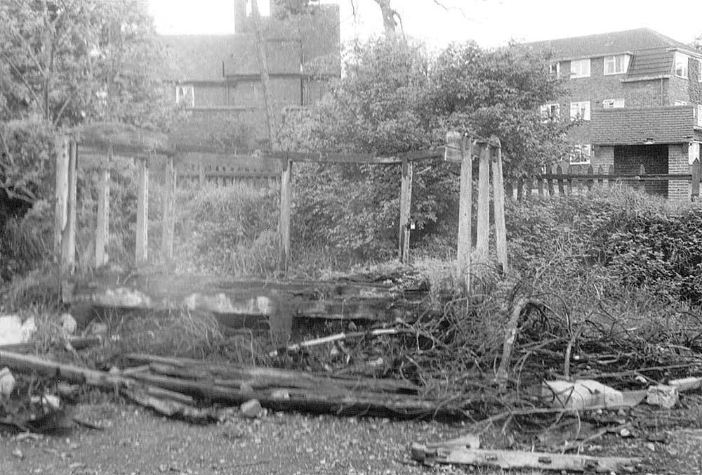 The skeletal remains of a Midland Railway Cattle Wagon next to Water Orton's abandoned cattle dock as seen in December 1968