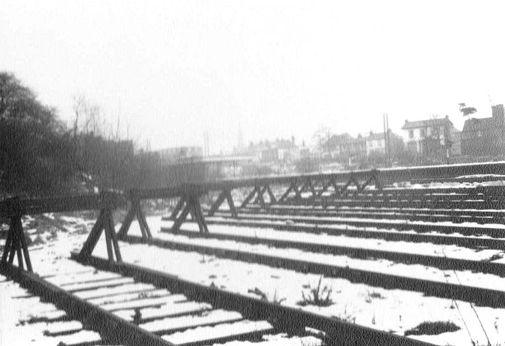 Looking from the 'north' along the buffer stops of Water Orton towards the western end of the station