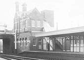 A 1909 view of the rear of the two storey brick built building seen from the up side of the station
