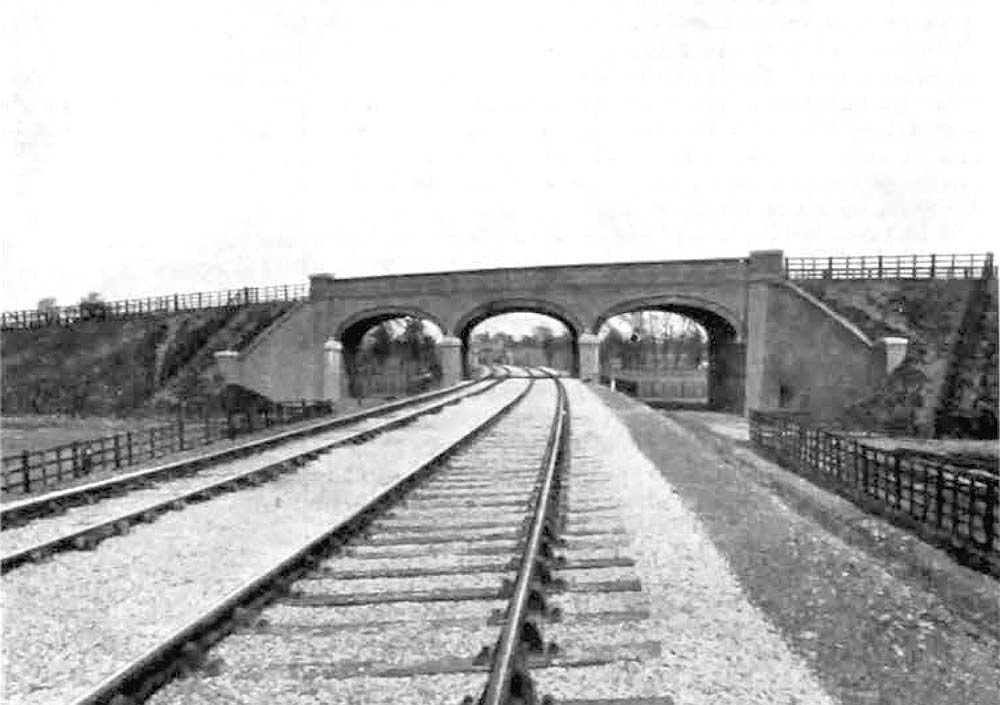 The new road bridge, near Water Orton, carrying the main Tamworth road over the railway in 1907