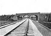 The new road bridge, near Water Orton, carrying the main Tamworth road over the railway in 1907