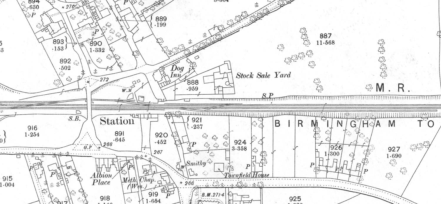 An 1886 25 Inch to the Mile Ordnance Survey Map showing the original 1842 Water Orton station's layout