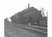 An unidentified ex-LMS Beyer-Garratt 2-6-0+0-6-2 locomotive is seen proceeding on the Kingsbury line to Washwood Heath Sidings