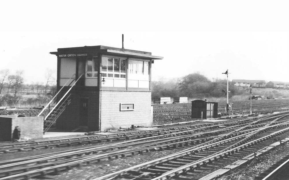 A view of Water Orton Sidings Signal Box in April 1969 a few months after the sidings were cleared following closure but just before the track was lifted
