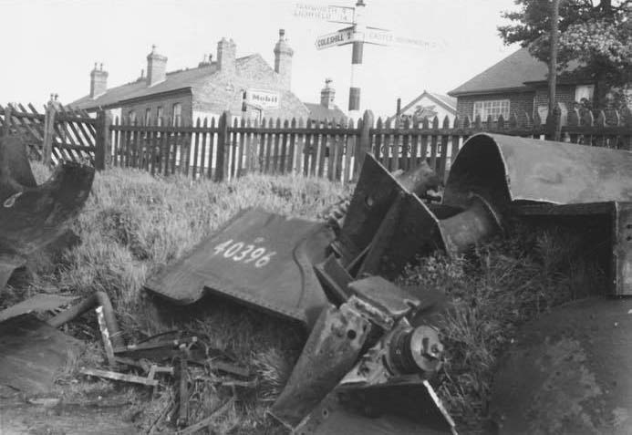 Ex-MR 2P 4-4-0 No 40396 stands in a scrap siding at Water Orton's goods yard in March 1962