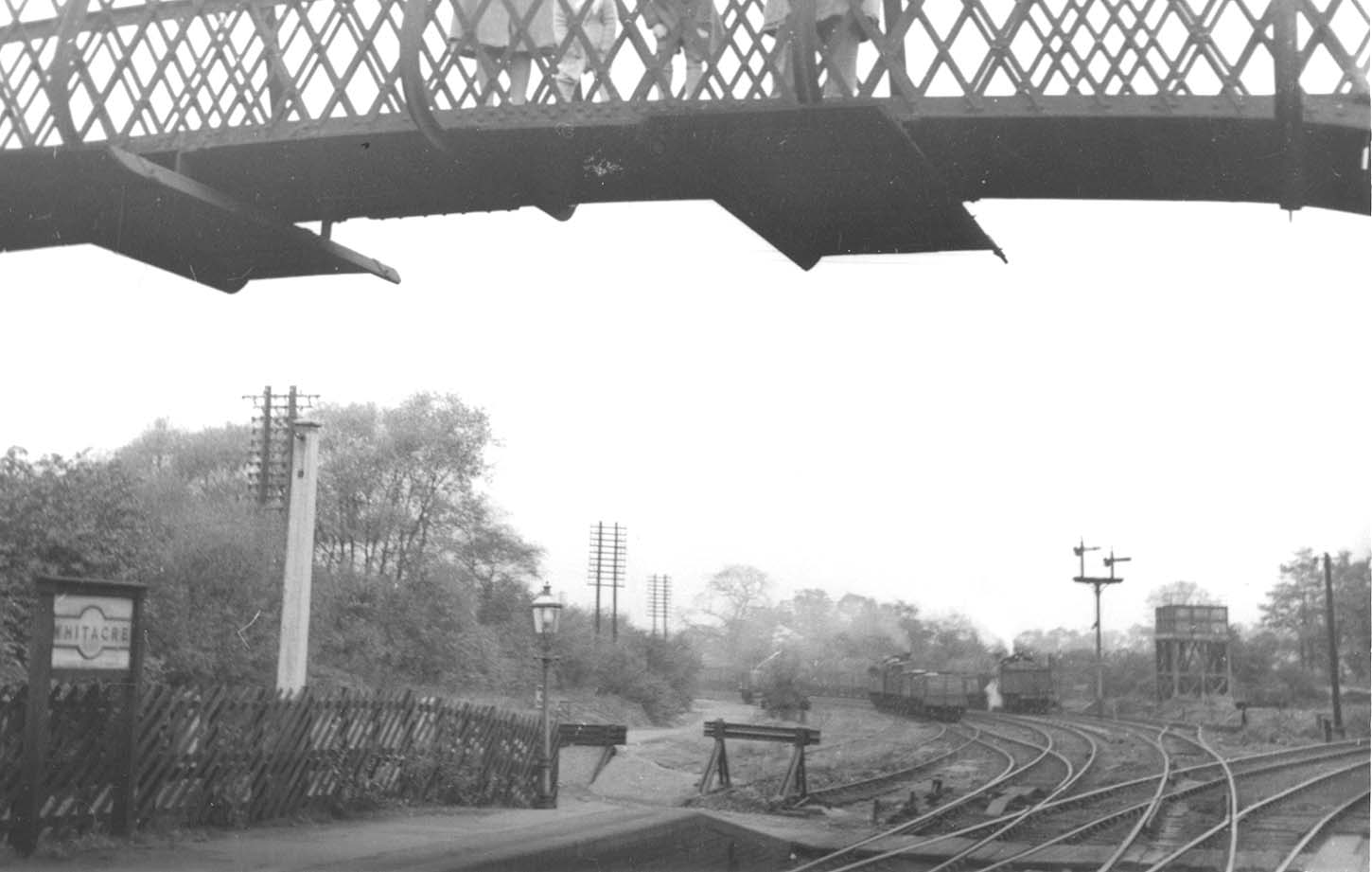 Ex-MR 3F 0-6-0 No 43246 is seen shunting open wagons in Whitacre Station's goods yard circa 1949