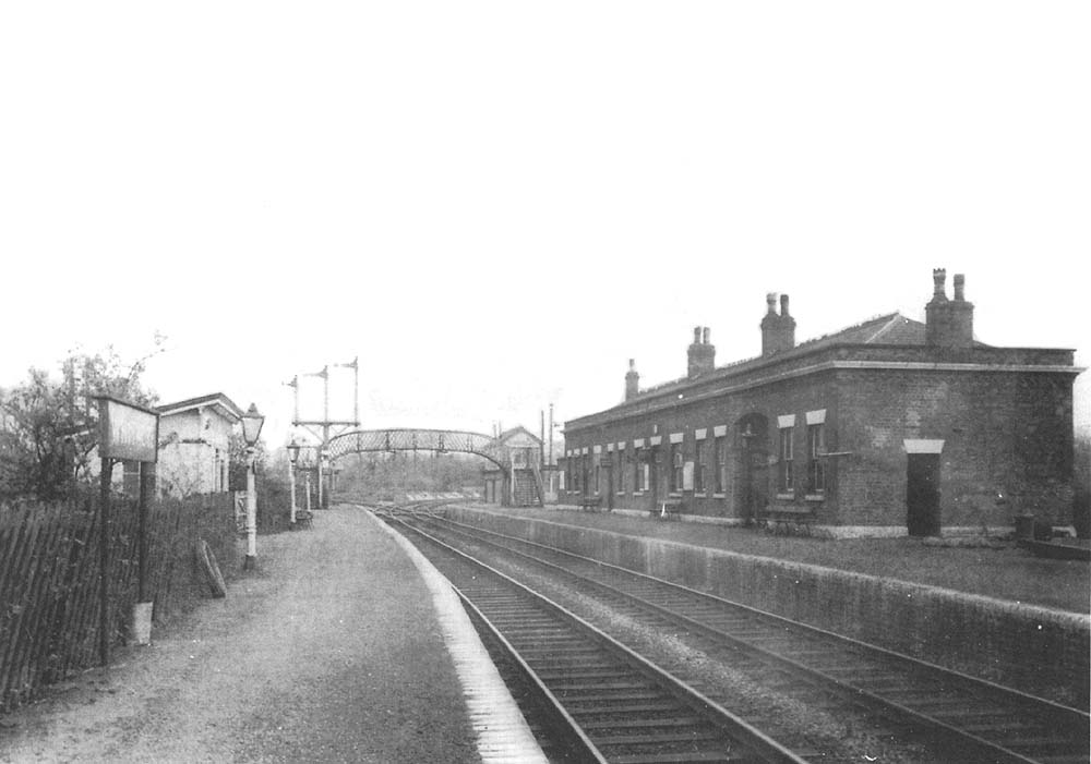Looking towards Derby and Leicester from the Birmingham end of Whitacre Station's up platform circa 1960