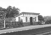 View from Whitacre Junction's island platform across to the up platform and its small half timber waiting room