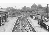 Looking southwest from the passenger footbridge with the down platform on the left and the up platform on the right