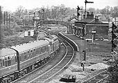 Looking towards Whitacre station with the original line to Derby on the left and the line to Nuneaton to the right