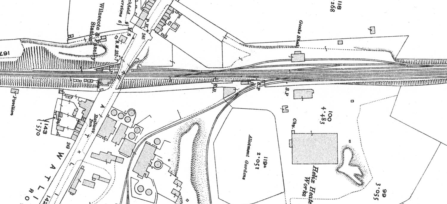 Wilnecote Station A 1921 25 inch to mile Ordnance Survey map showing a