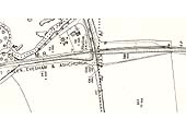 A 1904 25 inch to the Mile Ordnance Survey map of Wixford showing the modified siding with shorter head shunts