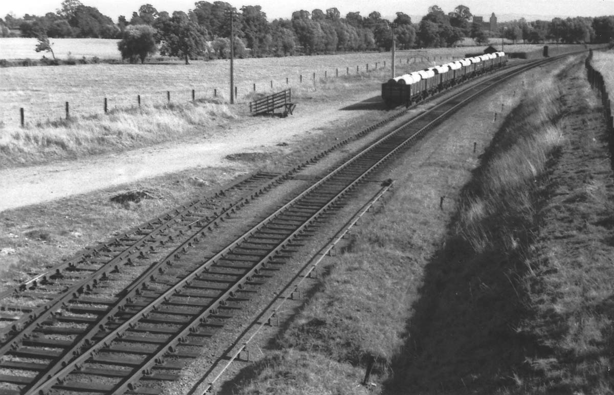 Looking in the direction of Broom showing Wixford station's single siding goods yard and its simple loading ramp