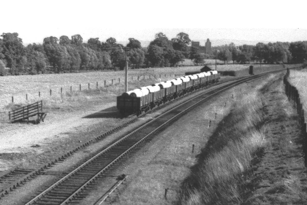 Close up showing Wixford station's minimal goods facilities which comprised loading gauge, portable live stock ramp and small goods shed
