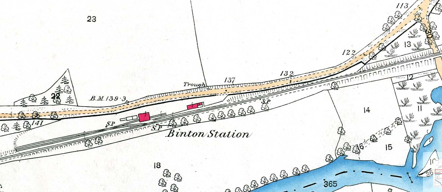 An 1884 25 inch to the mile Ordnance Survey Map showing Binton station and its goods yard and shed