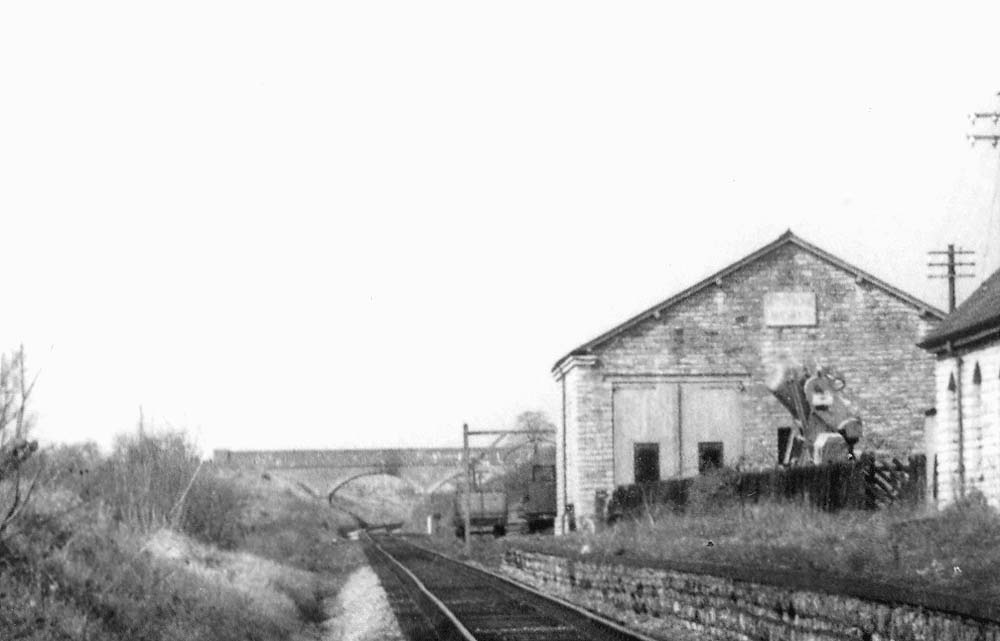 Close up of  Binton station's goods shed and single road siding which were still in use after the station closed to passenger traffic