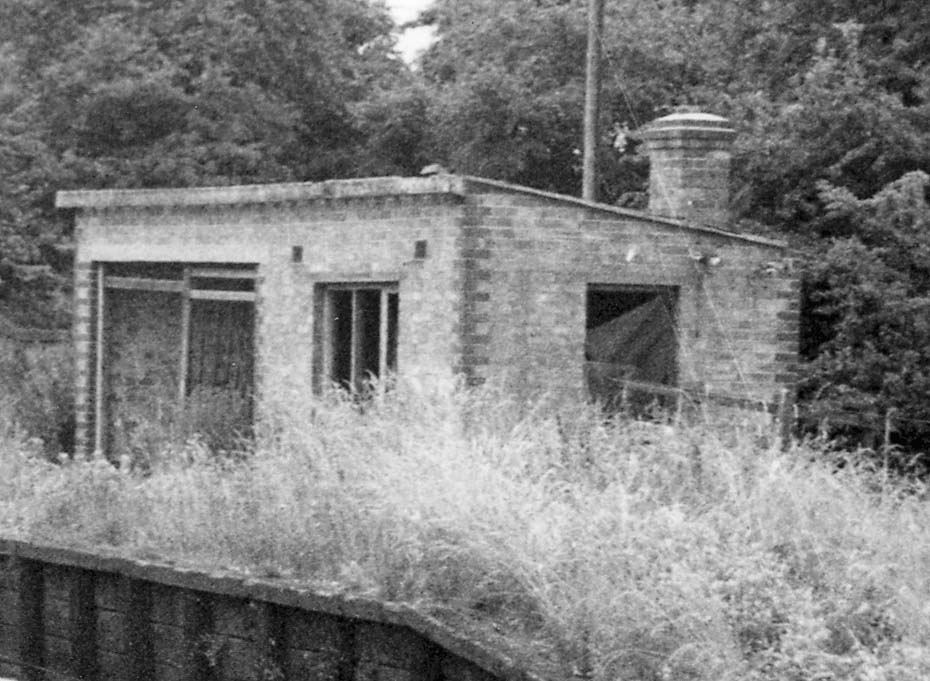 Close up showing Burton Dassett Platform's derelict structure built with 9 inch brick walls