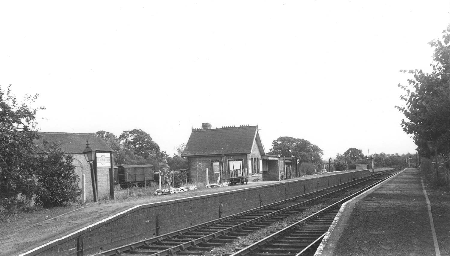Looking towards Fenny Compton and the goods station, the main station building and  the goods yard