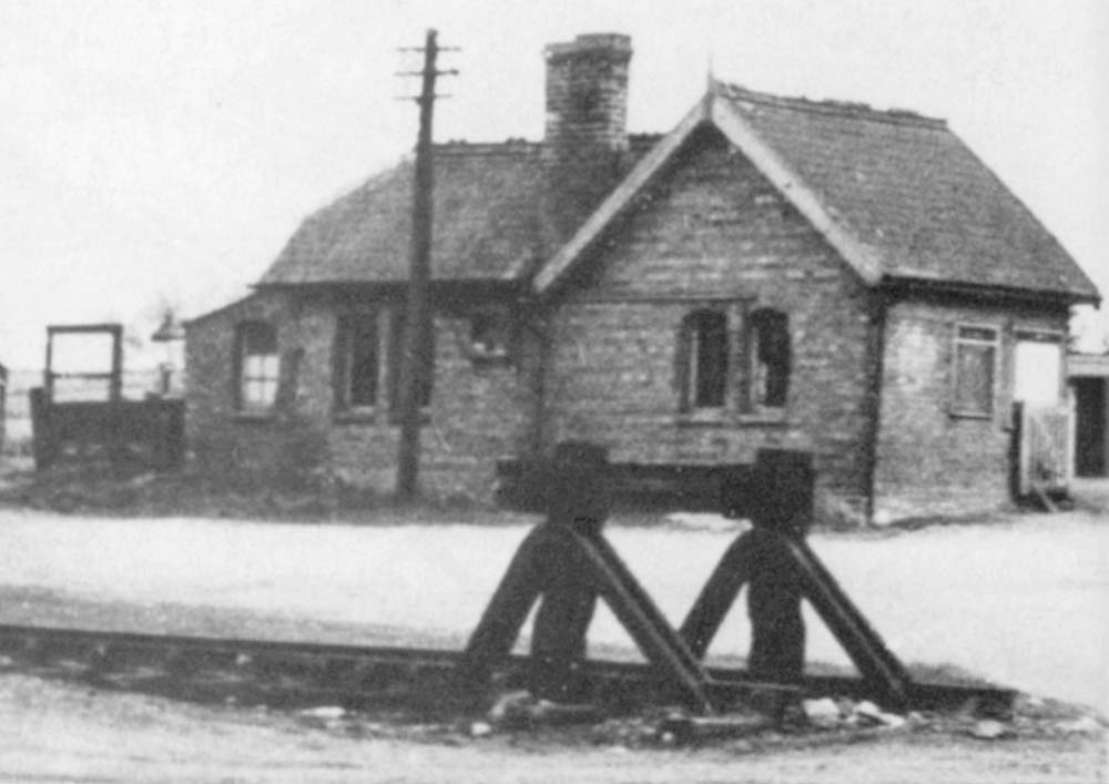 Close up showing the front elevation of Ettington station's single storey main passenger building