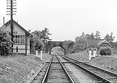 View looking towards Stratford on Avon showing the station after closure with the platforms removed