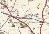 Ordnance Survey map showing the location of Ettington station and Goldicote Cutting located to north of the village