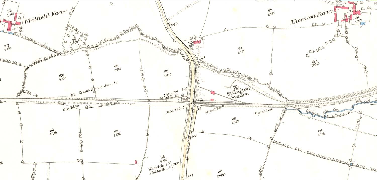 An 1885 25 inch to the mile Ordnance Survey map of Ettington station, goods yard and shed and approaches